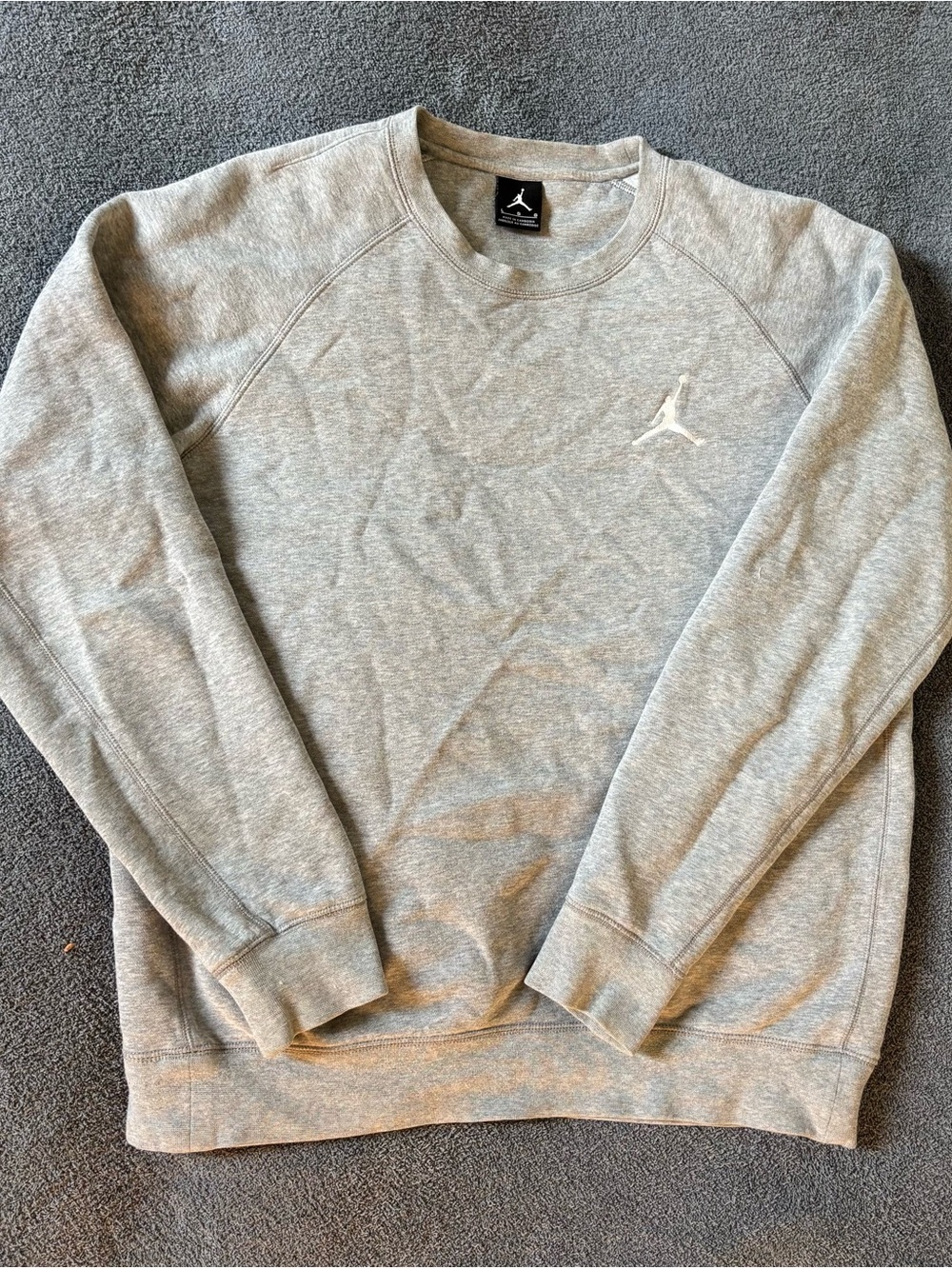 Jordan Crewneck Sweatshirt in Light Grey with White Jumpman